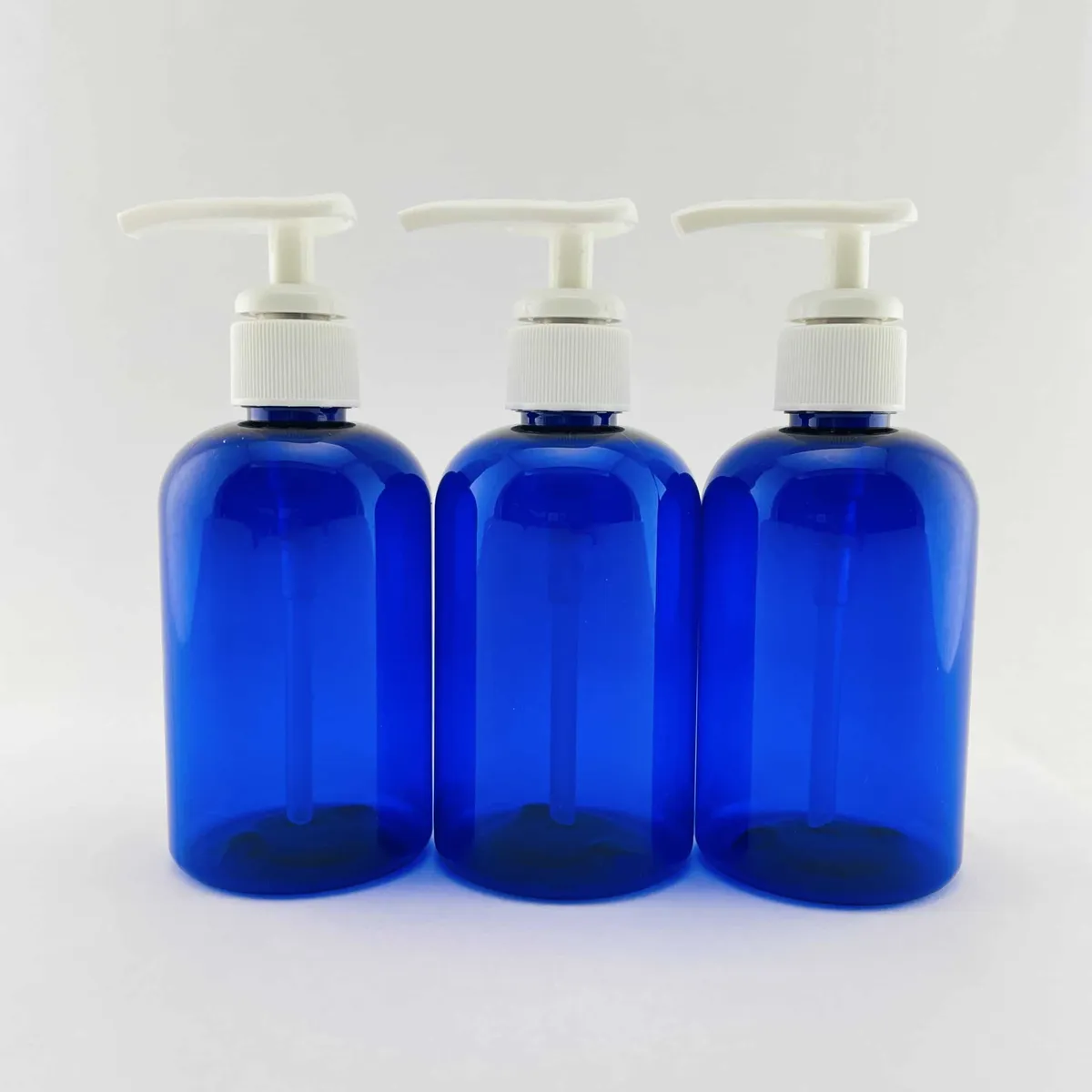 Bottles, PET Plastic, Boston Round w/Lotion Pump, Cobalt